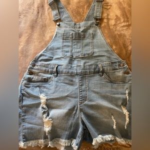 venus short denim overalls